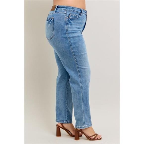 Judy Blue Full Size Tummy Control Vintage Wash Straight Jeans Plus Size - Picture 9 of 10